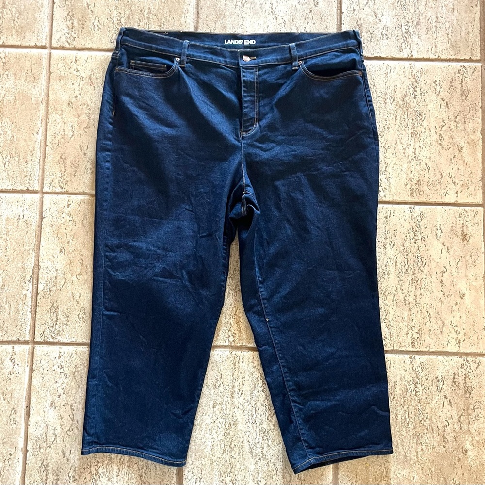 Lands End Jeans Womens 26W‎ Plus Size Dark Wash Denim Straight Leg Ankle Cotton